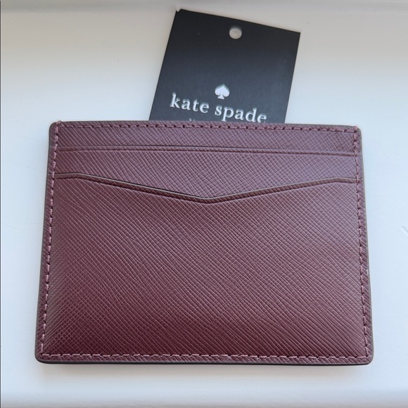 kate spade card holder in plum with gold logo - Picture 2 of 2